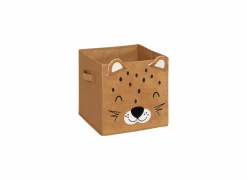 Opbergbox Luipaard 29x29x29cm - polyestervezel & papier - geel