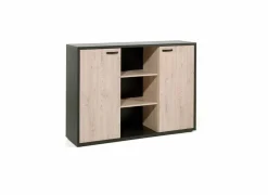 Opbergkast Capo 2 160x40x112cm - melamine - kastanje & zwart