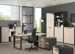 Opbergkast Capo 2 160x40x112cm - melamine - kastanje & zwart