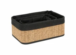 Opbergmand bamboe/stof set van 3