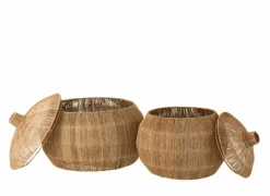 Opbergmand Dantya Ø55,5 & 45cm - jute - naturel set van 2
