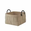 Aquanova Opbergmand Dix 34x34x23cm - polyester vilt & bamboe handvaten - beige