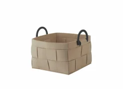 Aquanova Opbergmand Dix 34x34x23cm - polyester vilt & bamboe handvaten - beige