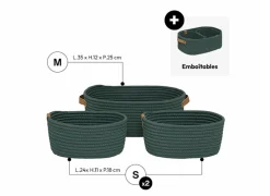 Opbergmand Duo 35x25xH12cm - polyester - ficus set van 3