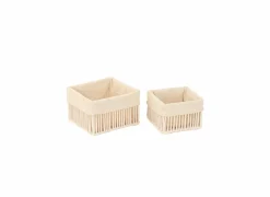 Opbergmand Solea set van 2 - geweven touw & katoen - beige