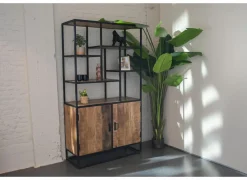 Opbergrek Lucho 100x40x180cm - mango massief - naturel & zwart