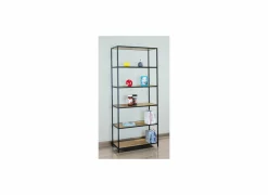 Opbergrek Tower 77x35x185cm - melamine & metaal - wild oak