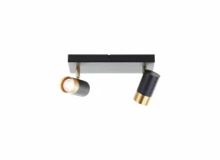 Brilliant Opbouwspot Vigolo met 2 spots 5W GU10 - 33x12,5cm - zwart/goud