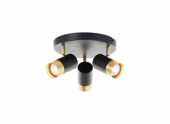 Brilliant Opbouwspot Vigolo met 3 spots 5W GU10 - Ø29cm - metaal - zwart/goud