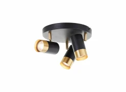 Brilliant Opbouwspot Vigolo met 3 spots 5W GU10 - Ø29cm - metaal - zwart/goud