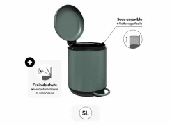 Pedaalemmer Duo 5L - metaal & kunststof - ficus