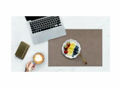 Placemat Troja 33x45cm - lederlook - houtskool