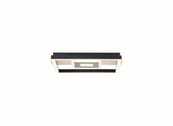 Brilliant Plafondlamp Baldo 29,5x27,5cm - metaal/hout/kunststof - zwart/naturel