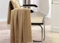 Plaid 130x170cm - polyester & katoen - camel