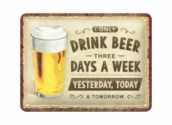 Plakkaat Drink Beer 15x20cm - metaal - meerkleurig