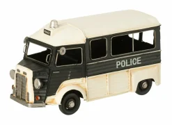 J line Politiebus Antiek  28x14x16cm - metaal - zwart/gebroken wit
