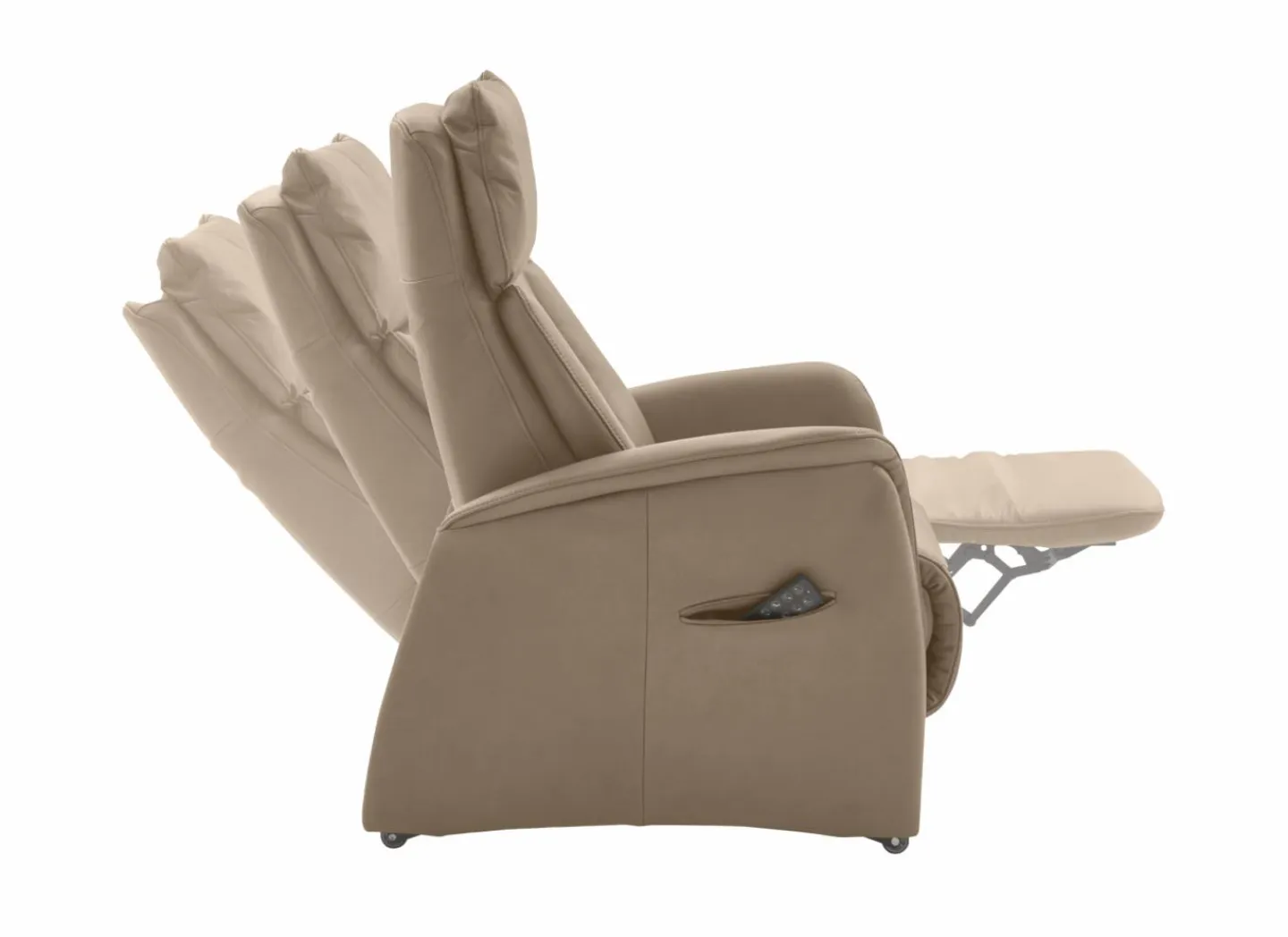 Relaxzetel EC22138 elektrisch - leder - belvita pearl met manueel verstelbare hoofdsteun