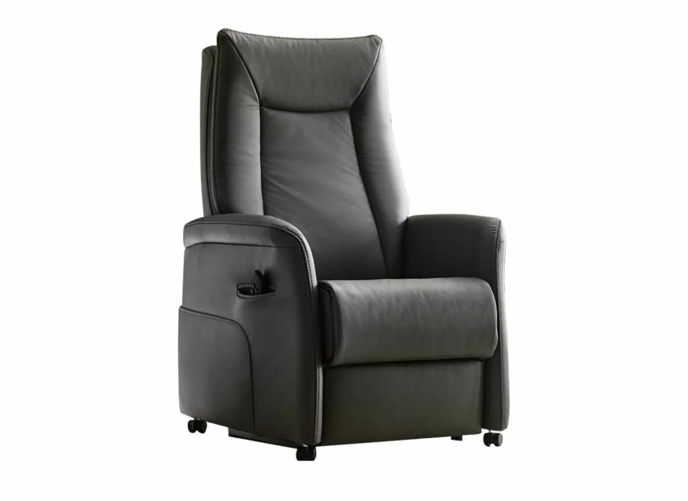 Relaxzetel Hukla elektrisch - leder - antraciet met 2 motoren & extra lange beensteun