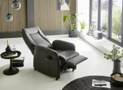 Relaxzetel Hukla elektrisch - leder - antraciet met 2 motoren & extra lange beensteun