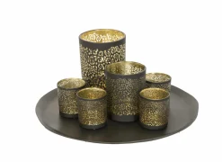 Schaal Frangipani Ø40cm - aluminium - zwart