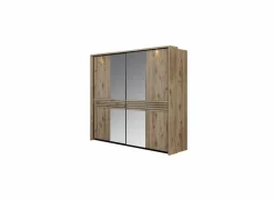 Schuifdeurkast Tanya 251cm - decor - canyon oak & zwart