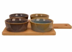 Cosy & Trendy Serveerplank met 4 kommen 31x21,5cm - keramiek - multicolor