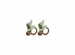 Servetring Sneeuw Ø10cm - kunststof - groen & bruin - set van 2