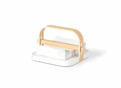 Umbra Servettenhouder Bellewood 23x20cm - kunststof & hout massief - wit & naturel