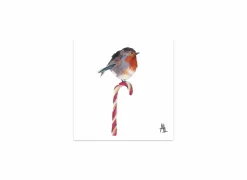 Serviette Candy Cane Robin 33x33cm - papier - multicolor 20 stuks