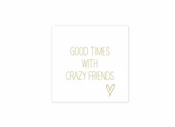 Serviette Crazy Friends 33x33cm goud 20 stuks