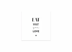 Serviette Eat what you love 33x33cm - papier - zwart/wit 20 stuks