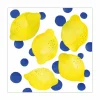Serviette Lemon & Dots 33x33cm - papier - wit/geel/blauw 20 stuks
