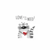 Serviette Need Love Racoon 33x33cm grijs 20 stuks