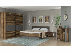 Slaapkamer Clif met bed 180x200cm - kleerkast 270cm - commode 107cm en 2 nachtkastjes