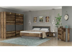 Slaapkamer Clif met bed 180x200cm - kleerkast 220cm - commode 107cm en 2 nachtkastjes