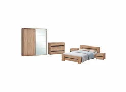 Slaapkamer Erwin met bed 140x200cm - kleerkast 200cm - commode 110cm en 2 nachtkastjes