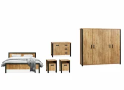 Slaapkamer Fire met bed 140x200cm - kleerkast 252cm - commode 110cm en 2 nachtkastjes