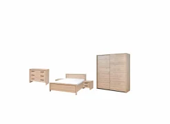Slaapkamer met bed 160x200cm - kleerkast 203cm - commode 110cm en 2 nachtkastjes