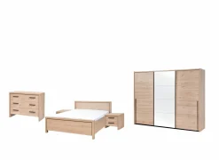 Slaapkamer met bed 180x200cm - kleerkast 253cm - commode 110cm en 2 nachtkastjes
