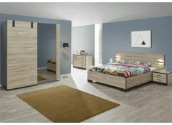 Slaapkamer met bed 160x200cm - kleerkast 188cm met bed 160x200cm - kleerkast 188cm - commode 110cm en 2 nachtkastjes