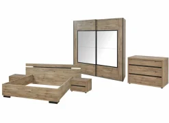 Slaapkamer met bed 160x200cm - kleerkast 217cm - commode 120cm en 2 nachtkastjes