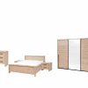 Slaapkamer met bed 140x200cm - kleerkast 253cm - commode 110cm en nachtkastjes