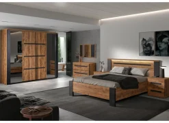 Slaapkamer Pauline met bed 160x200cm - kleerkast 245cm - commode 110cm en 2 nachtkastjes