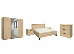 Slaapkamer Tessa met bed 160x200cm - kleerkast 250cm - commode 90cm en 2 nachtkastjes