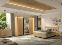 Slaapkamer Udine II met bed 140x200cm - kleerkast 288cm - commode 115cm - 2 nachtkastjes