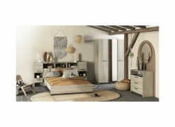 Slaapkamer Watson met bed 160x200cm - kleerkast 178cm - commode 83cm