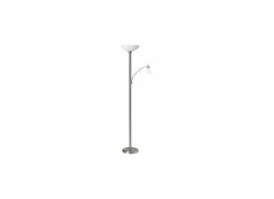 Brilliant Staande lamp met leeslamp Lucy LED H180cm E27 & E14 - metaal & glas - mat chroom