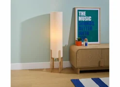 Staande lamp Rafa H107cm E27 - PVC & staal & hevea - beige & naturel