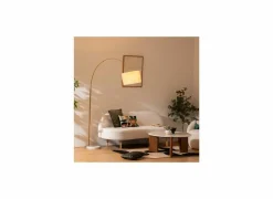 Staande lamp Tilio H195cm E27 - marmer & polyestervezel - wit & goud