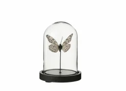 Stolp Vlinder H16cm - glas - zwart & transparant